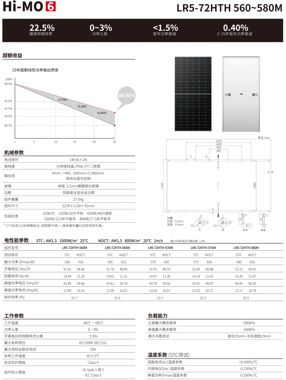 Hi-MO 6 探索家 LR5-72HTH 560-580M 分布式